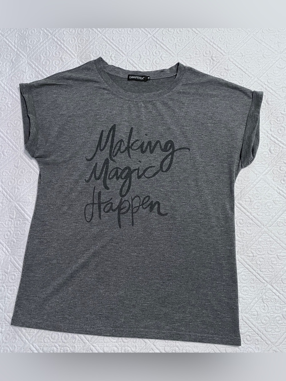 Charcoal Gray 'Making Magic Happen' Short Sleeve Tee - Size M